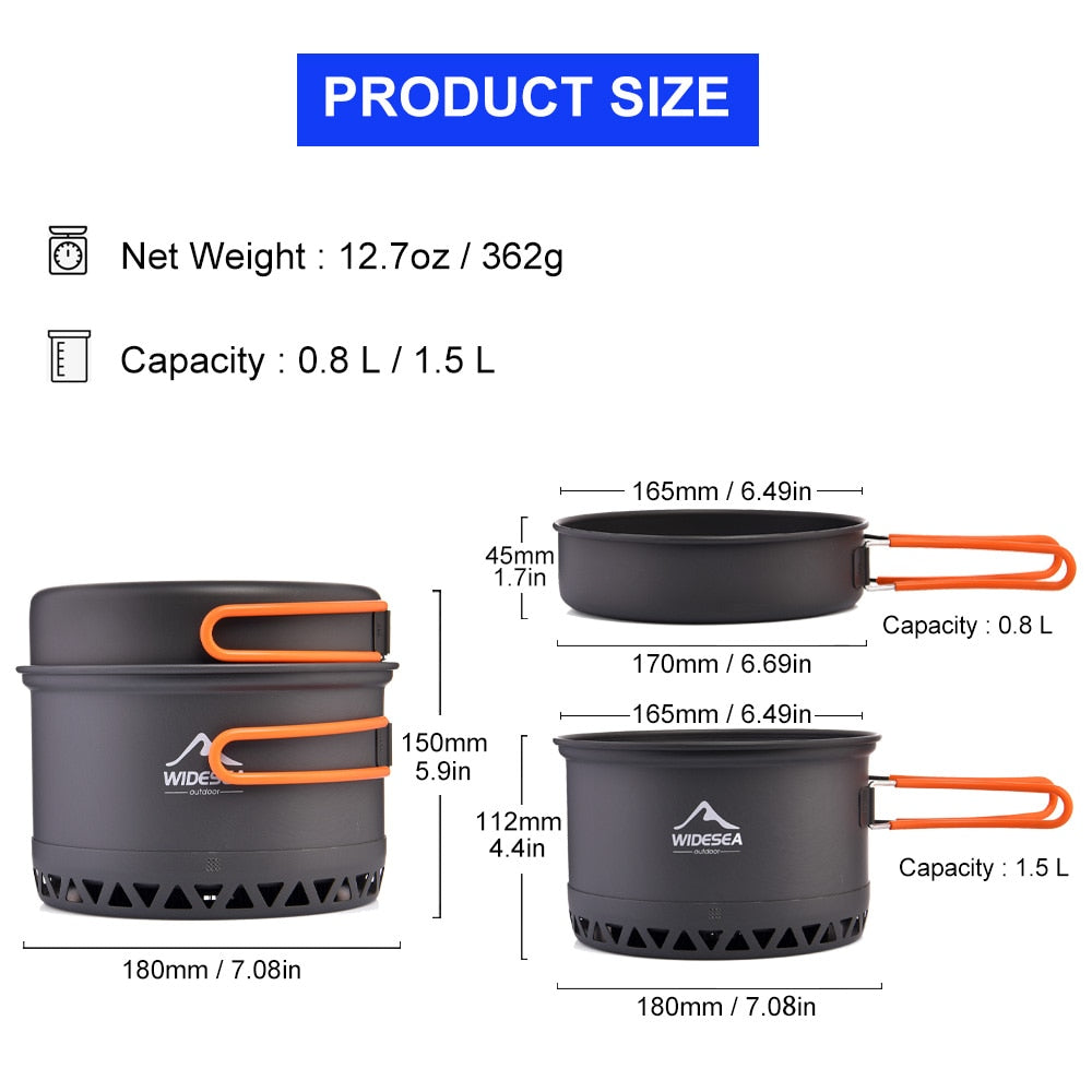 Portable Outdoor Cooking Set with Enhanced Heat Efficiency