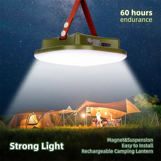 Portable LED Camping Lantern with Magnetic Zoom and Power Bank Feature