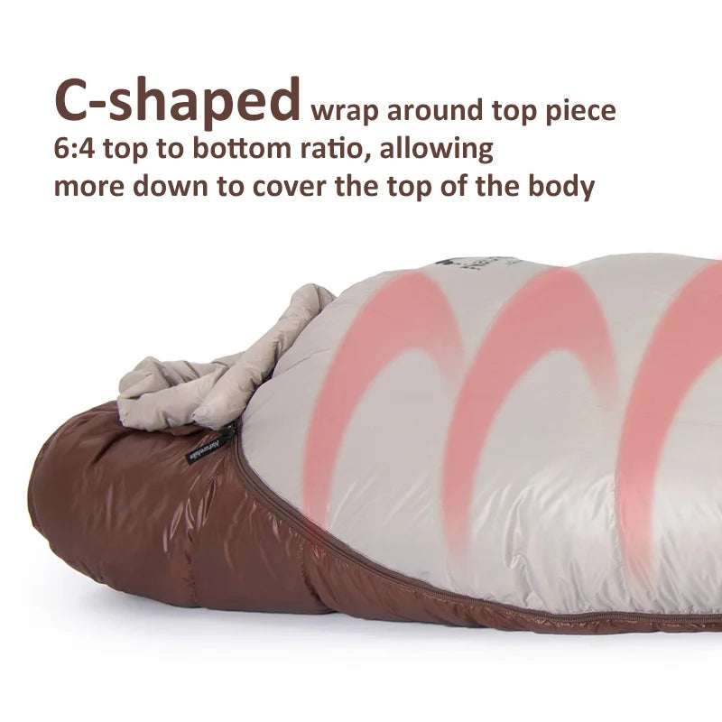 Winter Camping Mummy Sleeping Bag- Naturehike Snowbird 7-2 Ultra-Light Duck Down -3 -7°