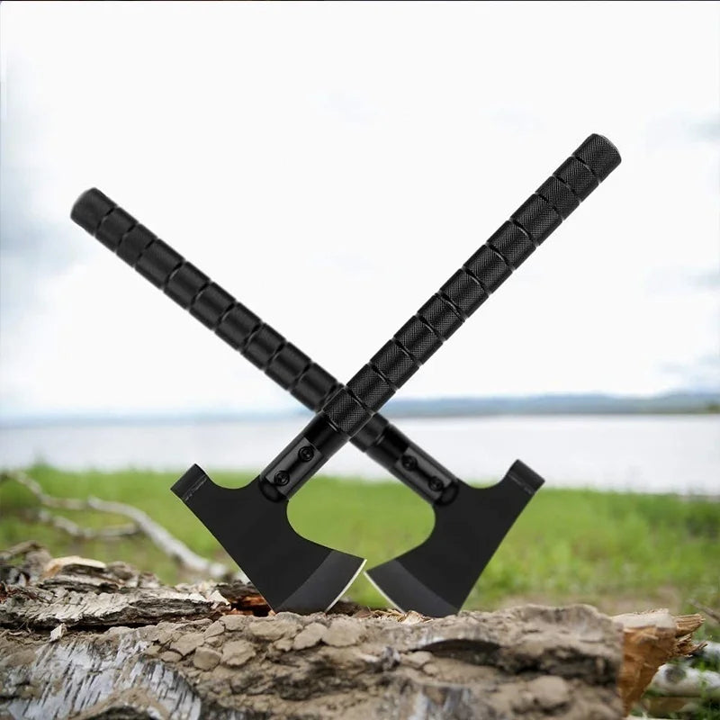 Compact Tactical Camping Axe Multi Tool Kit with Adjustable Handle - Ideal for Outdoor Activities