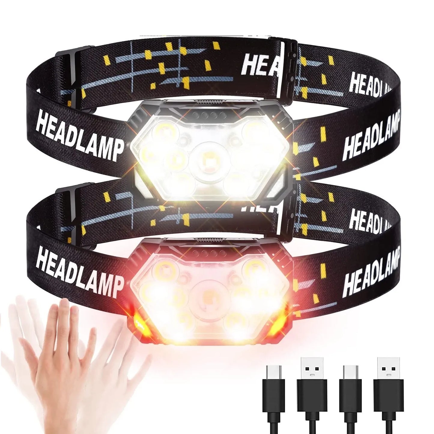 Outdoor Rechargeable LED Headlamp with Motion Sensor