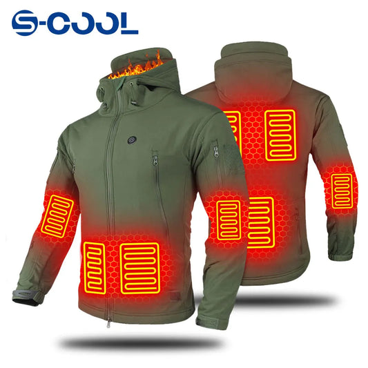 Heated Hooded Windbreaker Jacket with 7 Heating Zones for Men and Women