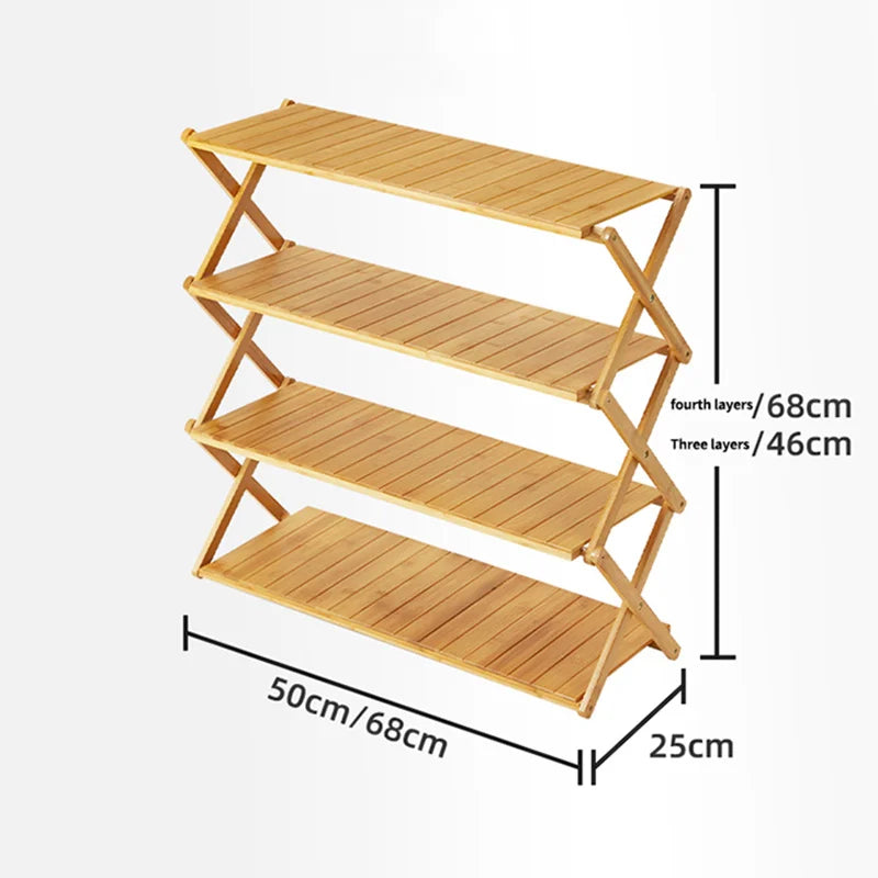 Portable Bamboo Folding Camping Shelf Rack for Outdoor Use