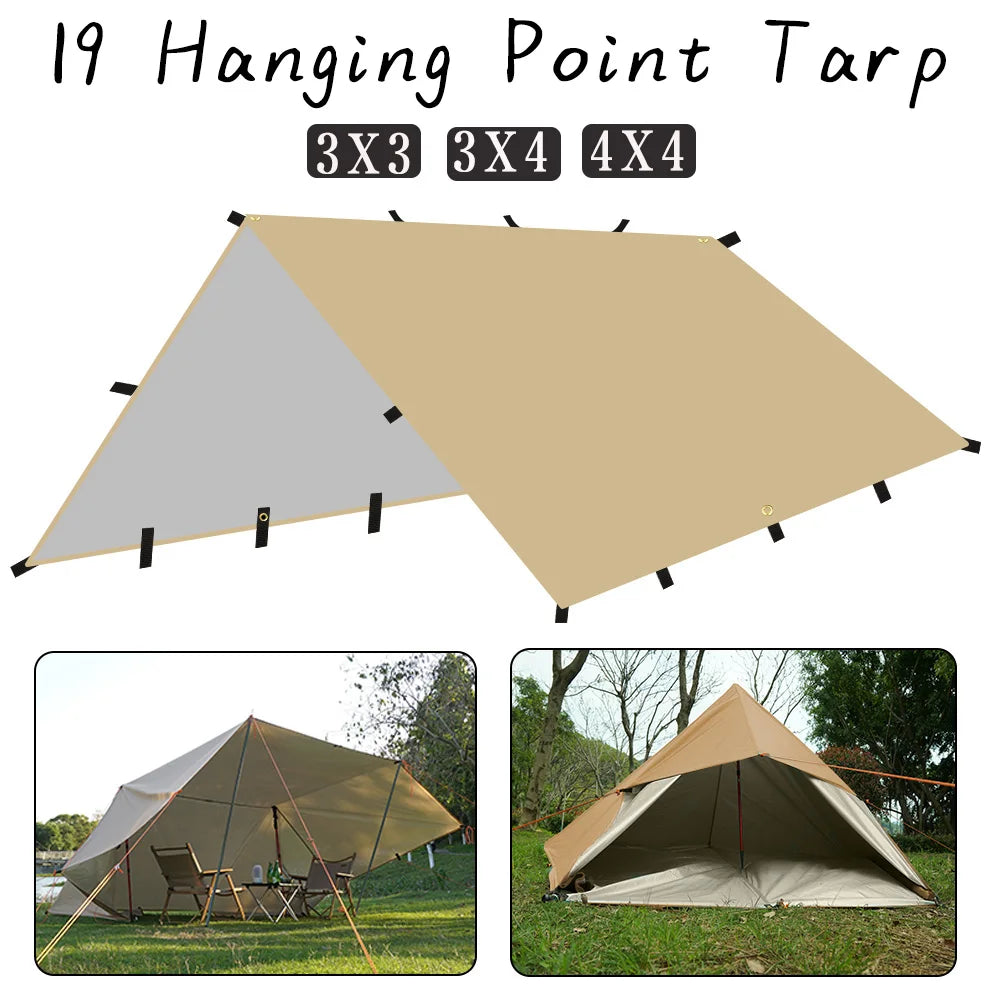 Outdoor Multipurpose Tent Tarp with Advanced Waterproof Features and 19 Hanging Points