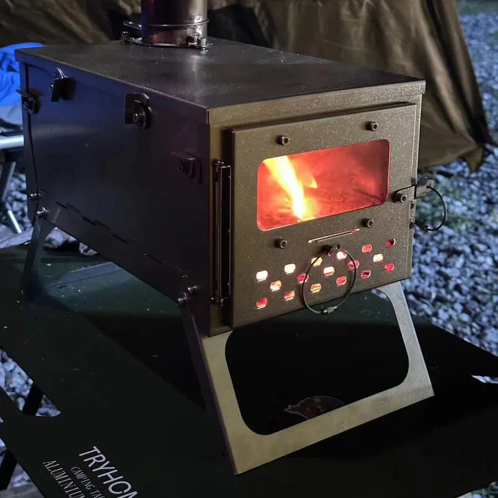 Portable Stainless Steel Firewood Stove for Camping and Outdoor Use