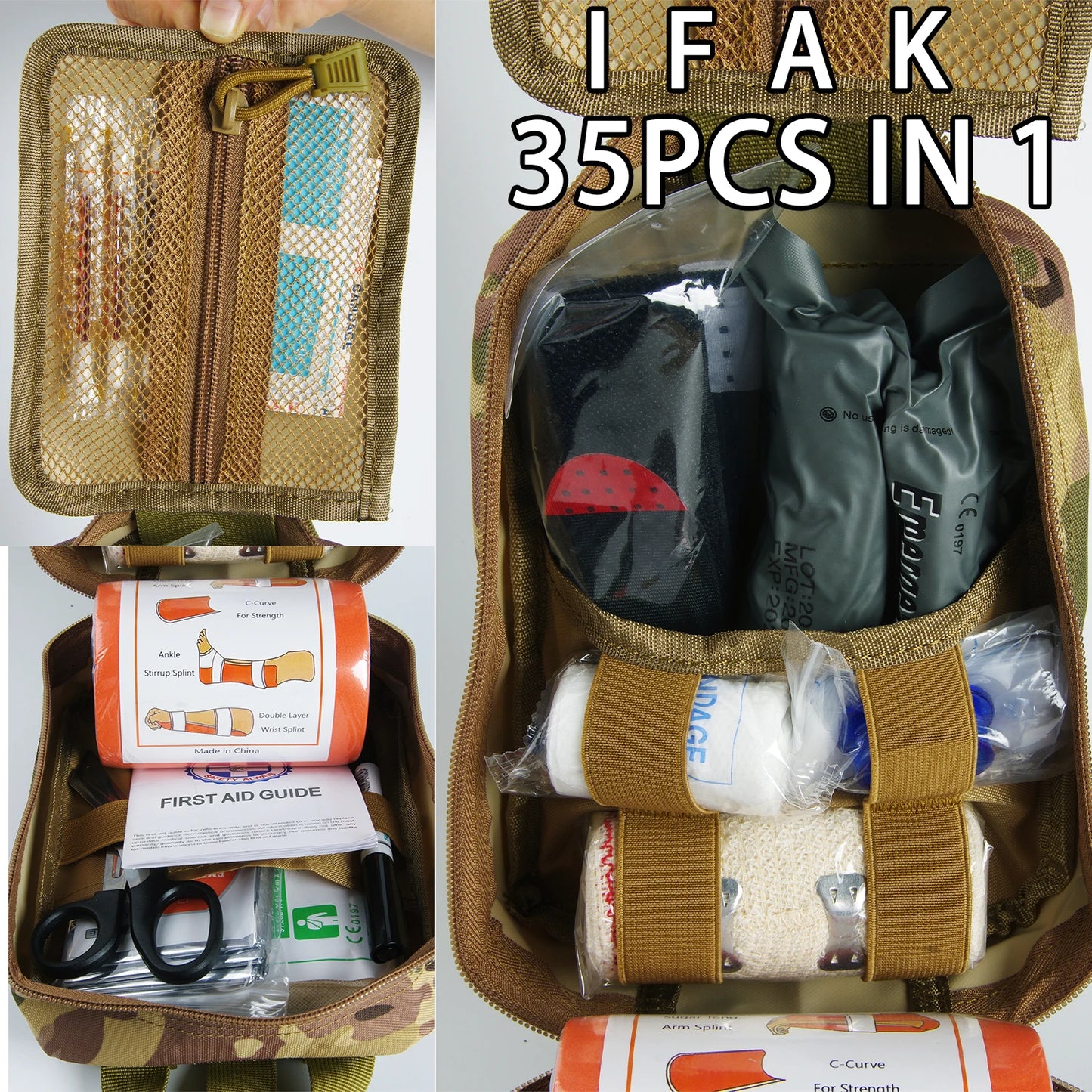 Tactical First Aid Survival Kit with Molle Pouch and 18 EMT Items