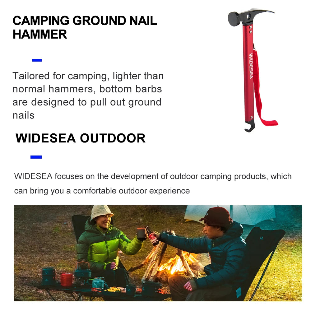Camping Hammer with Stake Puller - Durable Lightweight Tool for Mountaineering and Hiking