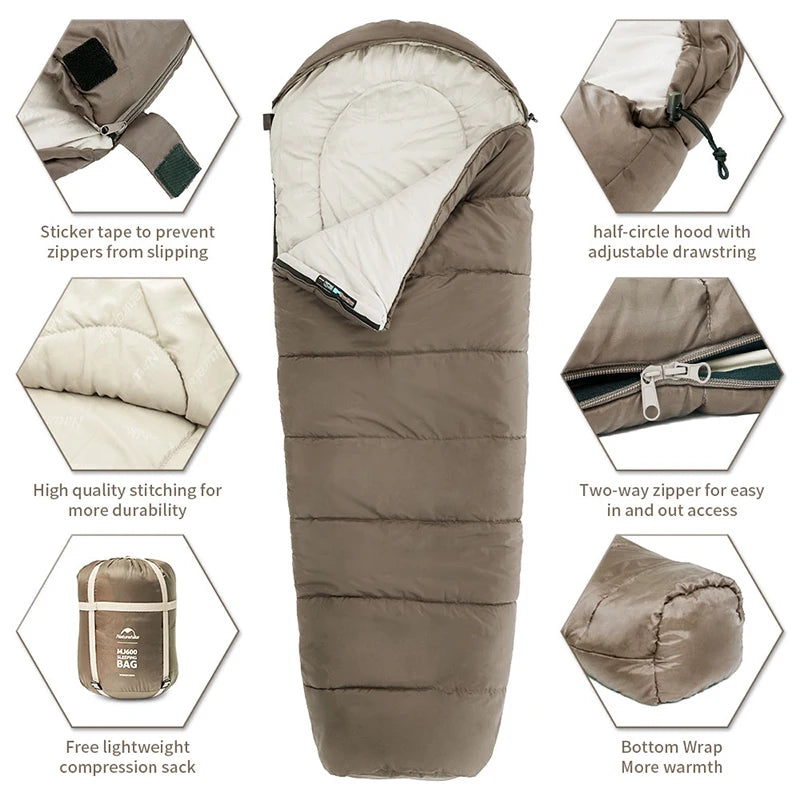 Naturehike Cotton Winter Mummy Sleeping Bag - Lightweight Outdoor Camping Sleep Gear