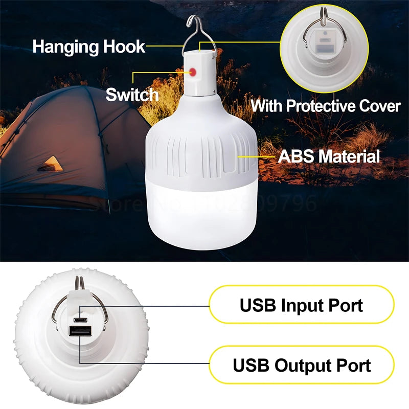 Portable USB Rechargeable LED Lantern for Outdoor Camping