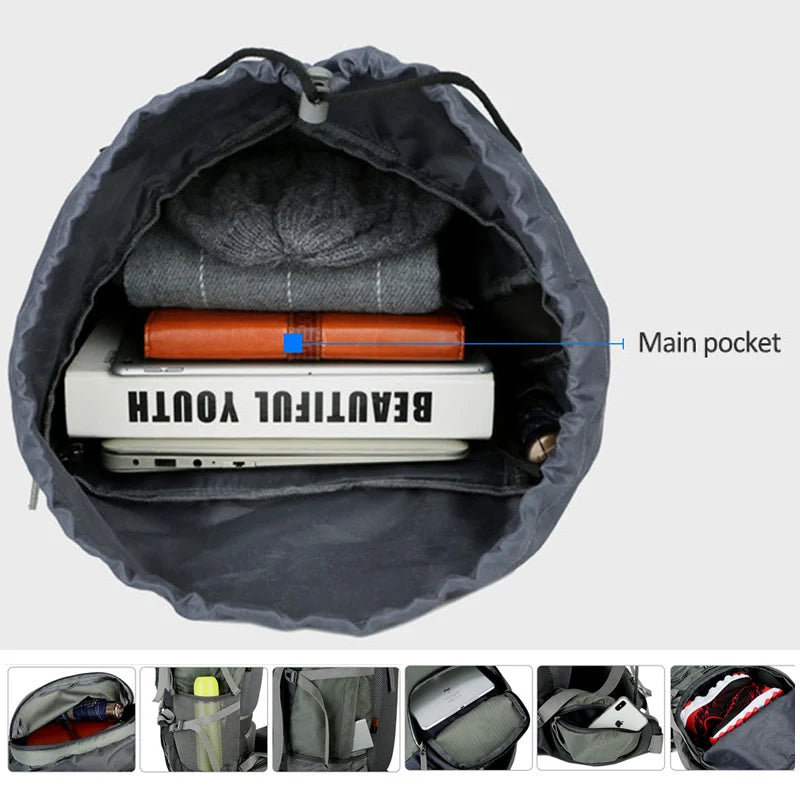 High-Capacity Outdoor Backpack With Rain Cover for Trekking and Climbing