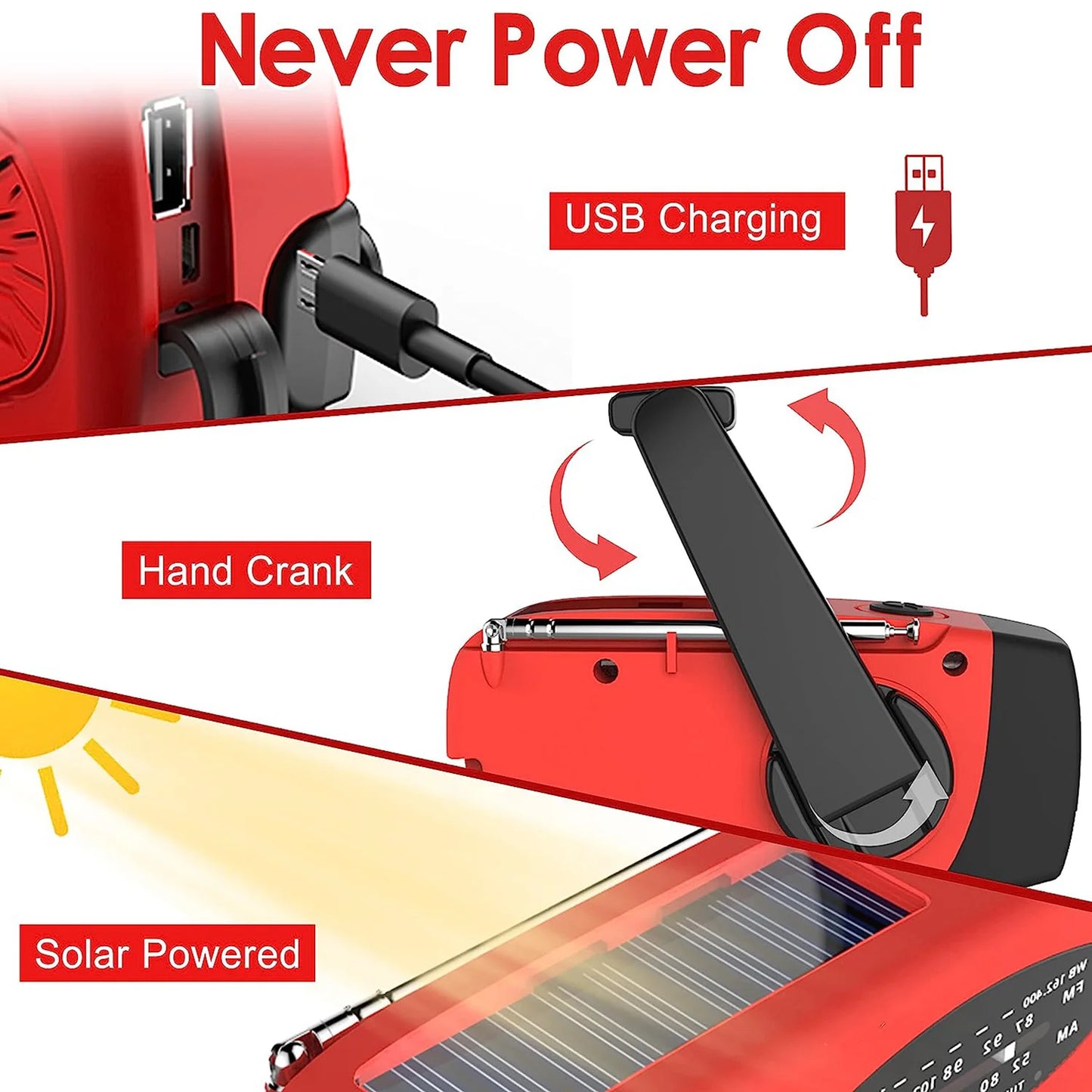 Multifunctional Emergency Solar Hand Crank Camping Lantern with AM/FM Radio and 2000mAh USB Rechargeable Power Bank