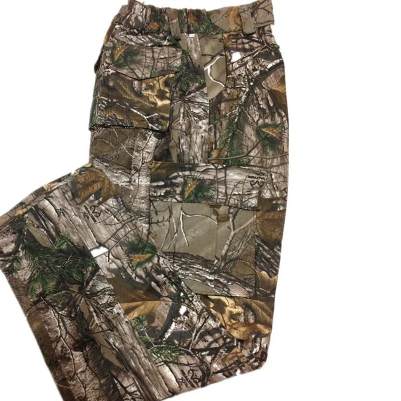 Men's Full Cotton Camo Cargo Pants for Hunting and Fishing - Breathable and Durable Outdoor Wear