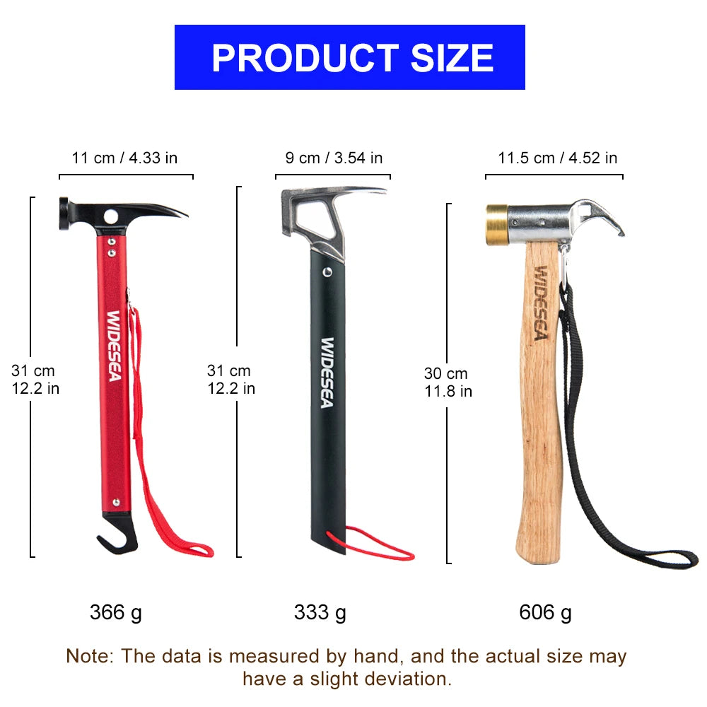 Camping Hammer with Stake Puller - Durable Lightweight Tool for Mountaineering and Hiking