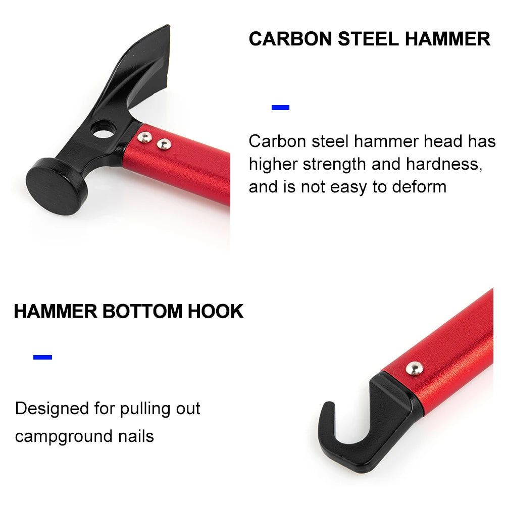 Camping Hammer with Stake Puller - Durable Lightweight Tool for Mountaineering and Hiking