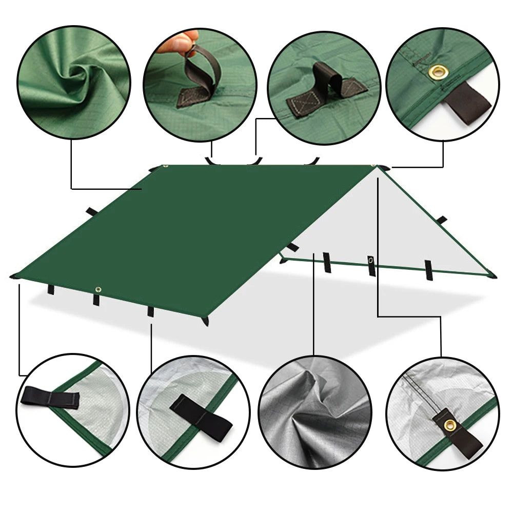 Outdoor Multipurpose Tent Tarp with Advanced Waterproof Features and 19 Hanging Points