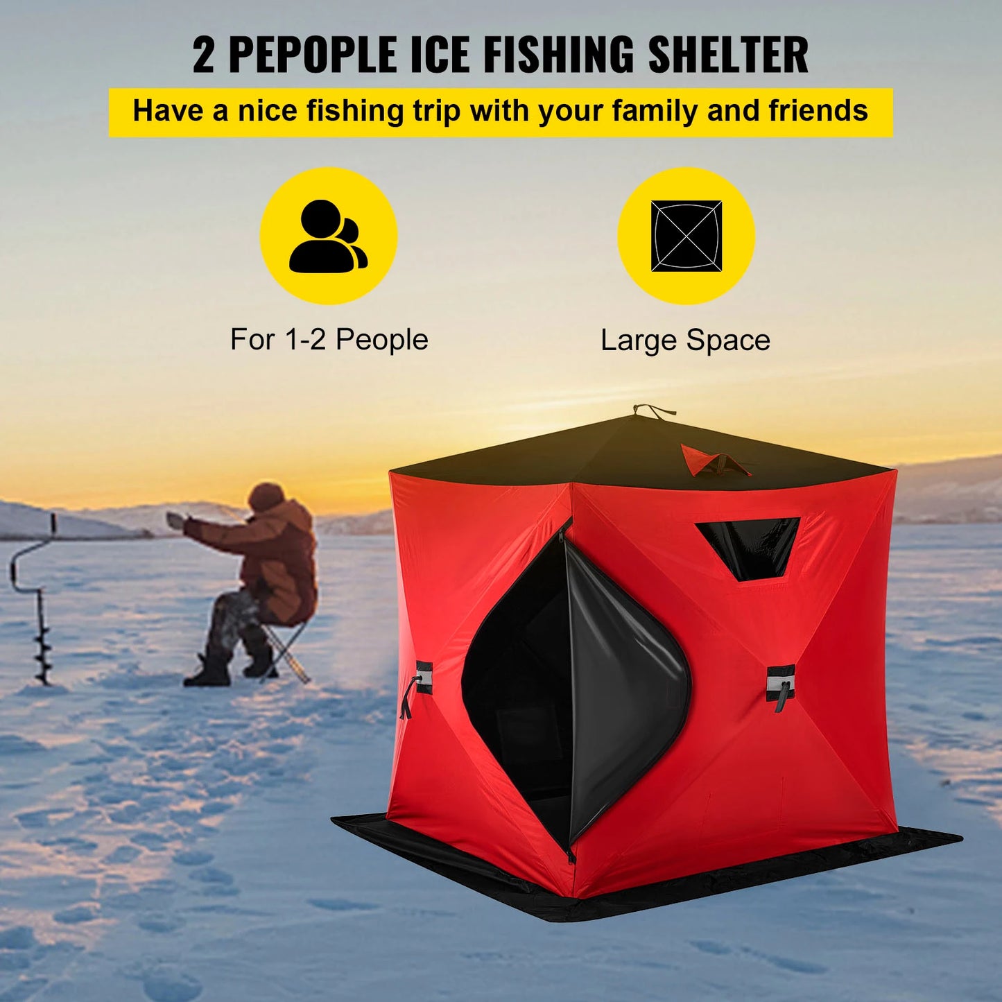 Premium Ice Fishing Shelter – Spacious, Windproof & Waterproof Tent for Winter Camping and Fishing Adventures