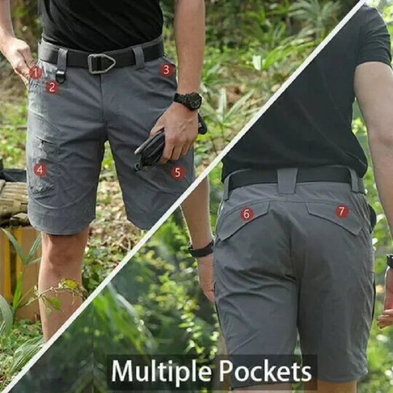 Summer Adventure Cargo Shorts for Men: Waterproof Tactical Urban Shorts for Trekking, Camping, and Hiking