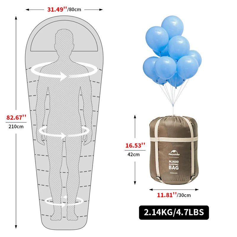 Naturehike Cotton Winter Mummy Sleeping Bag - Lightweight Outdoor Camping Sleep Gear