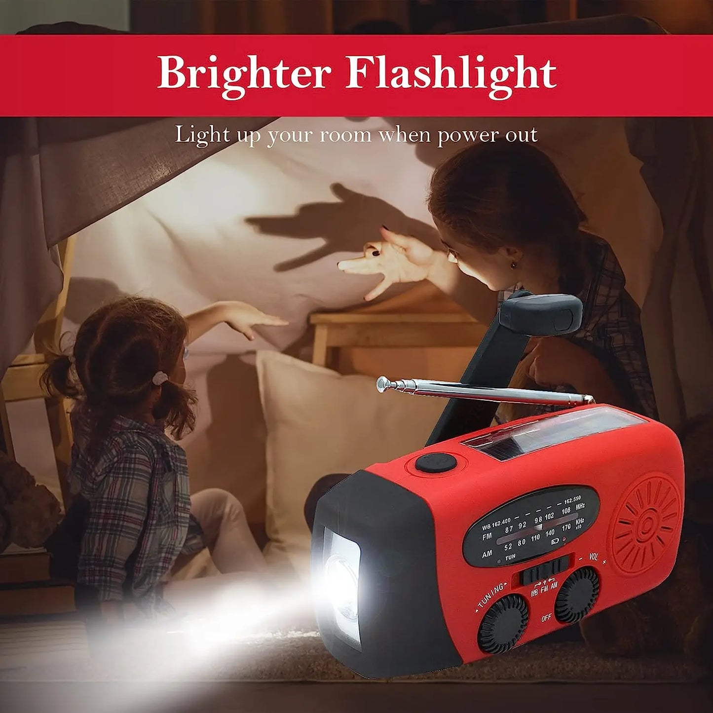 Multifunctional Emergency Solar Hand Crank Camping Lantern with AM/FM Radio and 2000mAh USB Rechargeable Power Bank