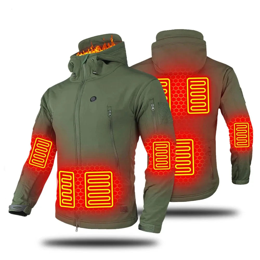 Heated Hooded Windbreaker Jacket with 7 Heating Zones for Men and Women