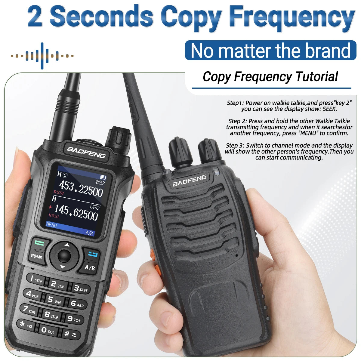 Tri-Band UV-21 Pro V2 Waterproof Long-Range Two-Way Radio with Type-C Charging and Wireless Frequency Copy