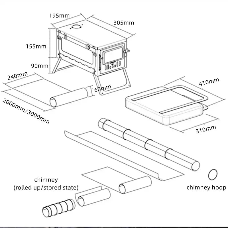 Portable Stainless Steel Firewood Stove for Camping and Outdoor Use