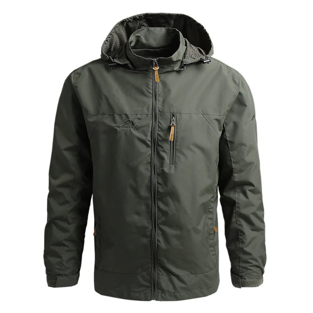 Men's Outdoor Windproof Jacket with Hood for Fall and Spring