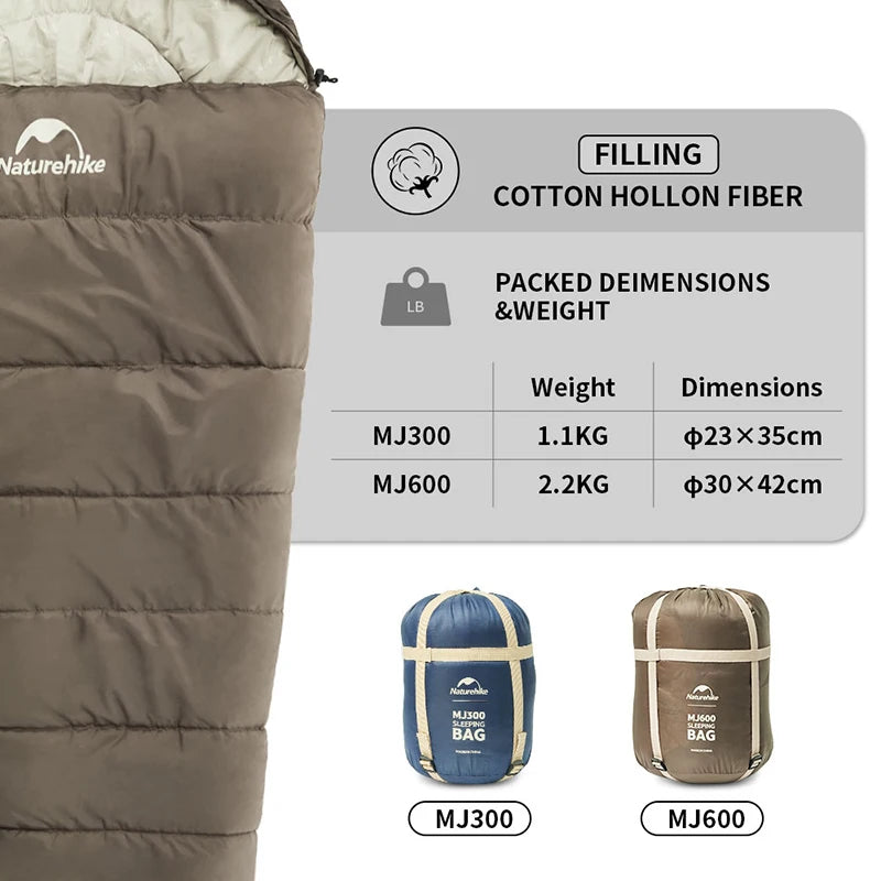 Naturehike Cotton Winter Mummy Sleeping Bag - Lightweight Outdoor Camping Sleep Gear