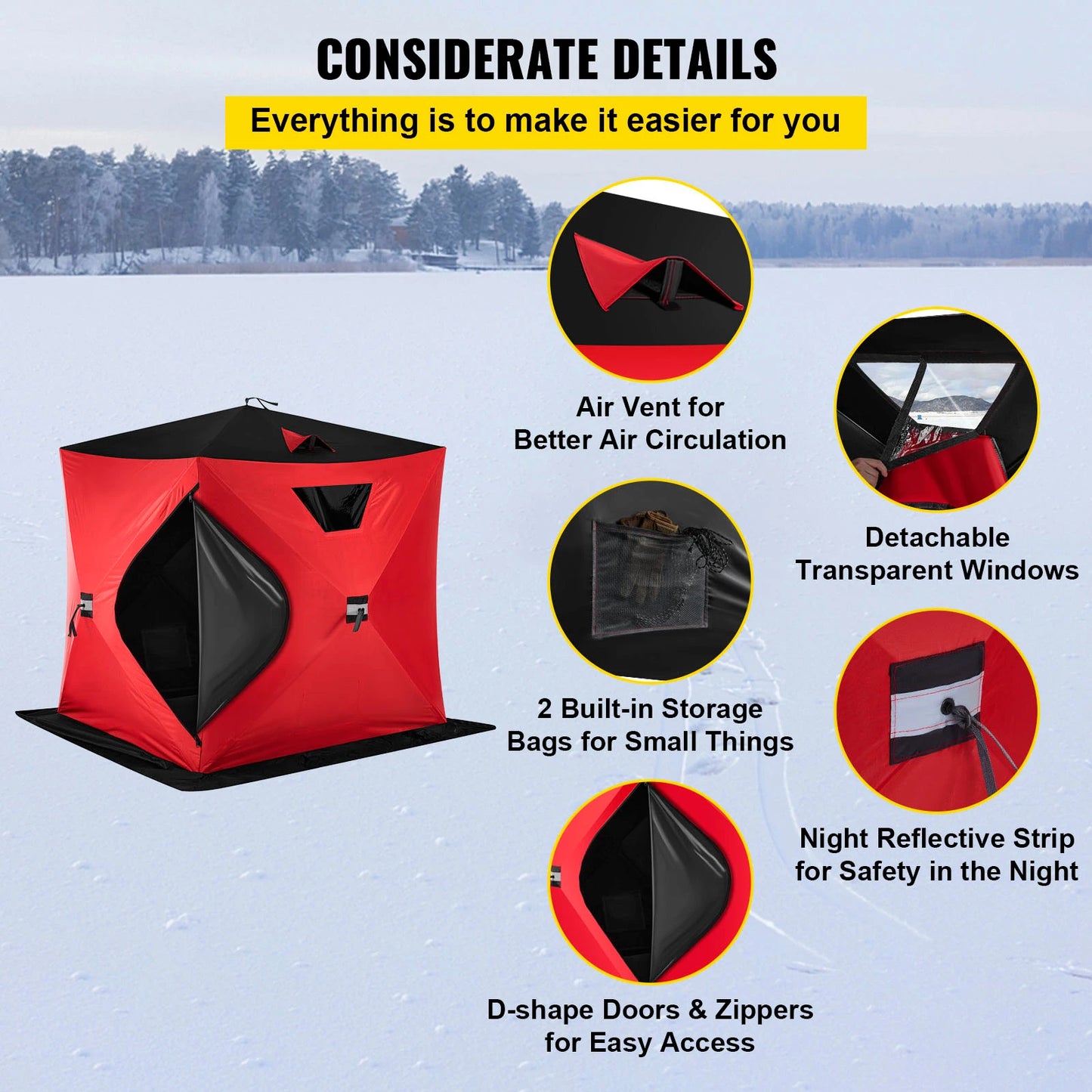 Premium Ice Fishing Shelter – Spacious, Windproof & Waterproof Tent for Winter Camping and Fishing Adventures