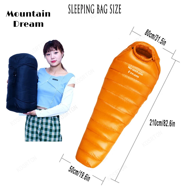 Arctic White Goose Down Mummy Sleeping Bag - All-Season Camping Essential