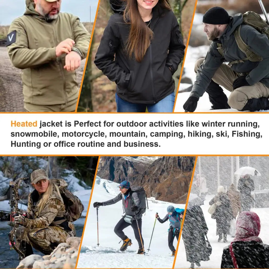 Heated Hooded Windbreaker Jacket with 7 Heating Zones for Men and Women