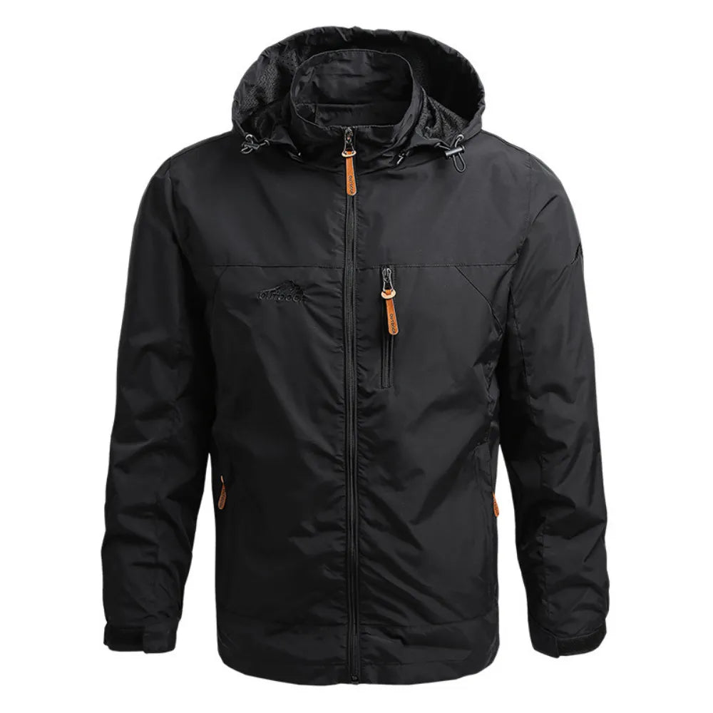 Men's Outdoor Windproof Jacket with Hood for Fall and Spring