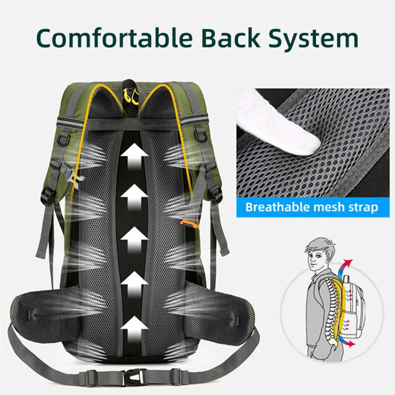 50L Waterproof Hiking Backpack for Men and Women - Large Multi-Functional Rucksack for Camping and Mountaineering