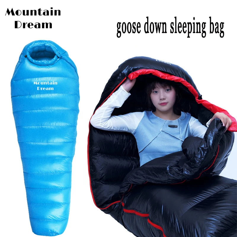 Arctic White Goose Down Mummy Sleeping Bag - All-Season Camping Essential