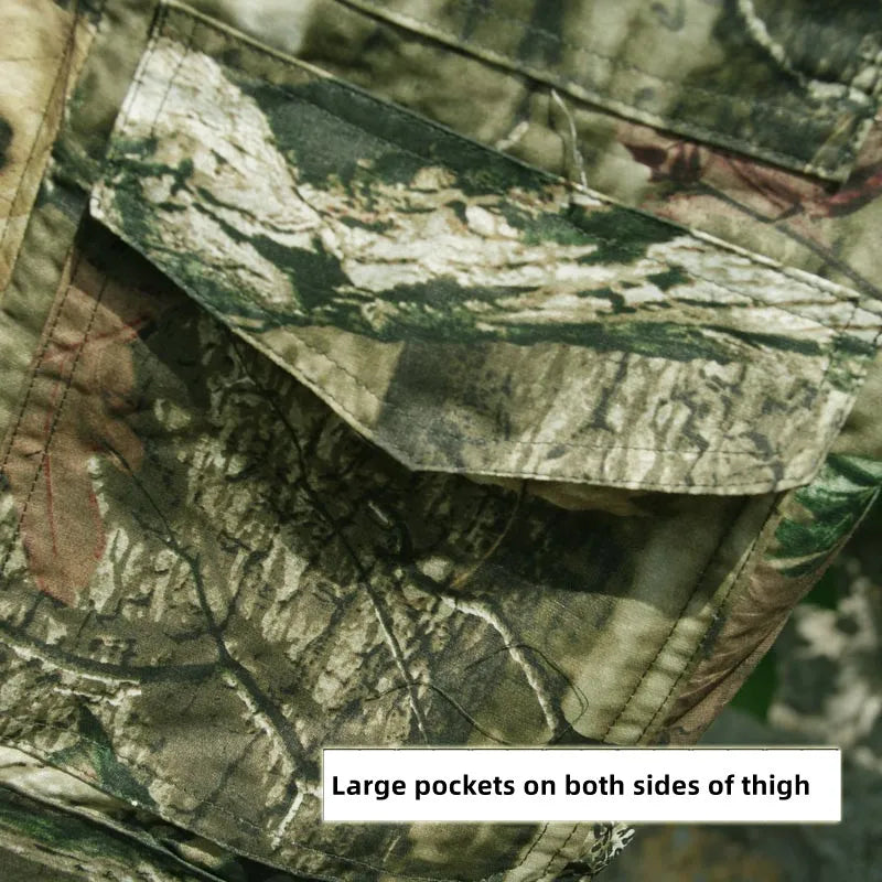 Men's Full Cotton Camo Cargo Pants for Hunting and Fishing - Breathable and Durable Outdoor Wear