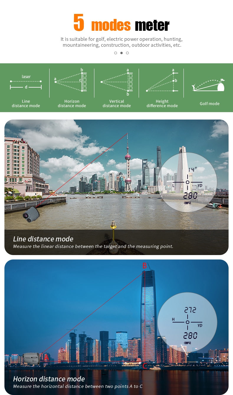 Precision 1000m Laser Distance Finder for Sports and Hunting