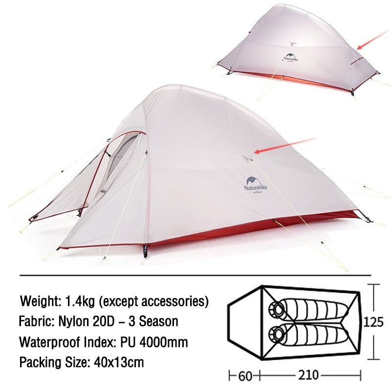 Ultralight 2-3 Person Backpacking Tent for All Seasons